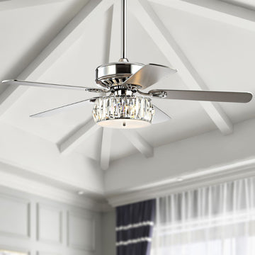 Mandy 52" Crystal Prism Drum LED Ceiling Fan With Remote - JONATHAN Y